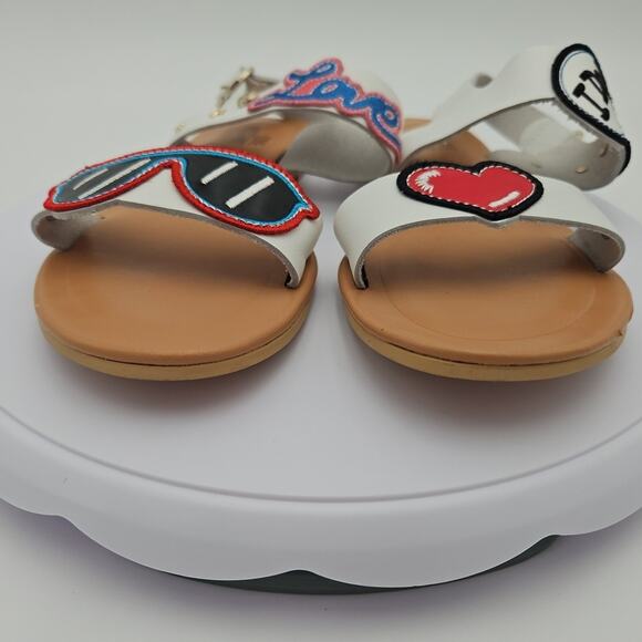 Love Moschino "I DO" Size 6.5 White Ankle Strap Bride Heart Wedding Sandals EUC - Picture 10 of 16